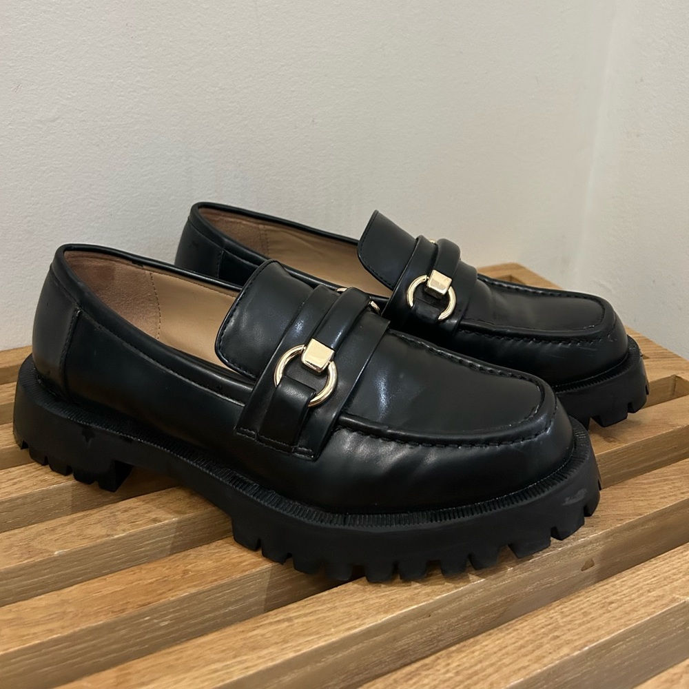 Zara Black Leather Loafers